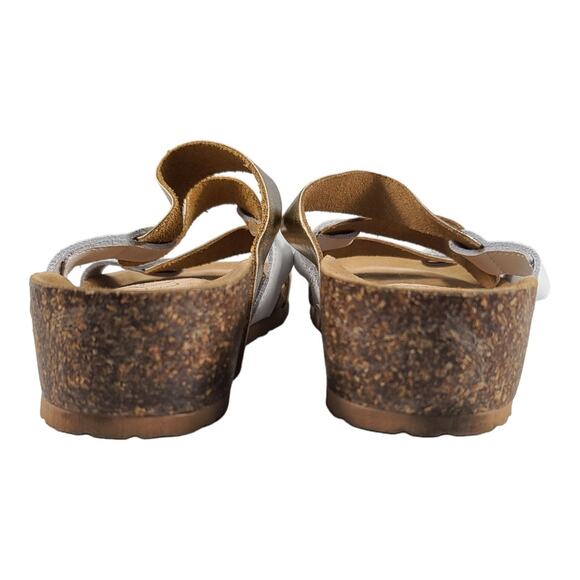 Bos & Co White Gold Cork Wedge Sandals Made in Italy 38 US 7 - Picture 4 of 6